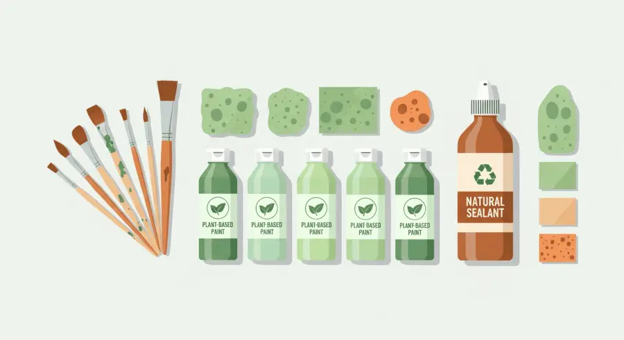 Eco-friendly art supplies with plant-based paint and biodegradable materials for rock painting
