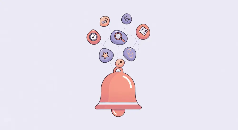 Notification bell with painted rock discovery alerts