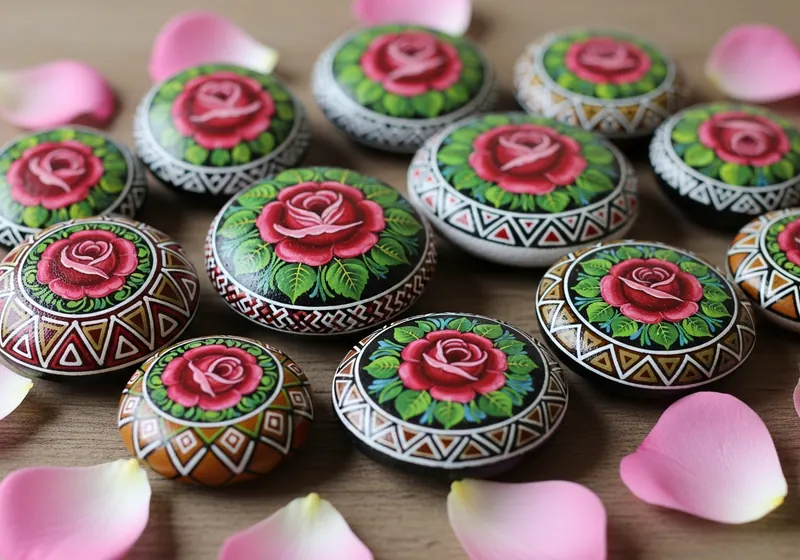 Hand-painted боядисани камъни resting on a path in Plovdiv, Bulgaria