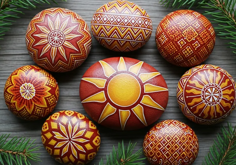Hand-painted krāsoti akmeņi resting on a path in Jūrmala, Latvia
