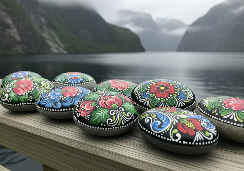 Hand-painted malte steiner resting on a path in Bergen, Norway