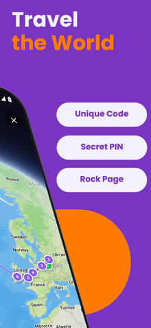 Travel the world — unique code, secret PIN and rock page