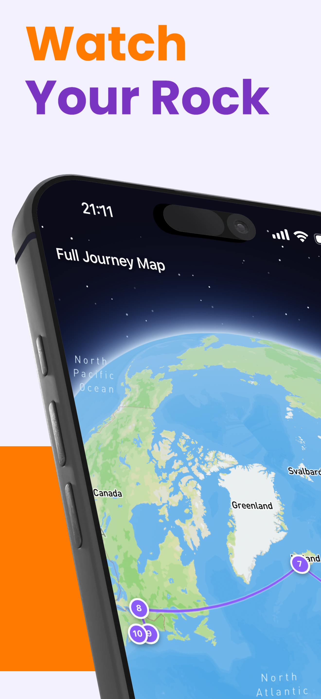Watch your rock travel the world on a full journey map
