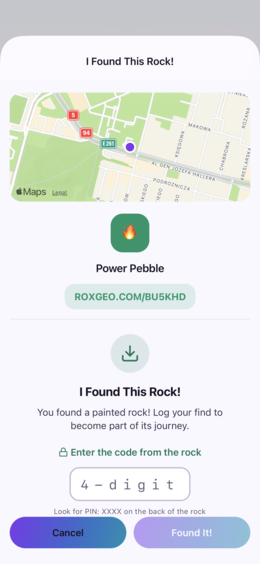 Check in a found rock