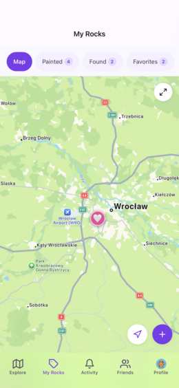 Map view with rocks