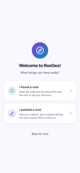 Welcome screen