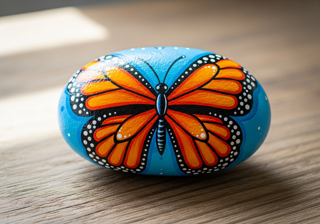 Butterfly Rock Painting