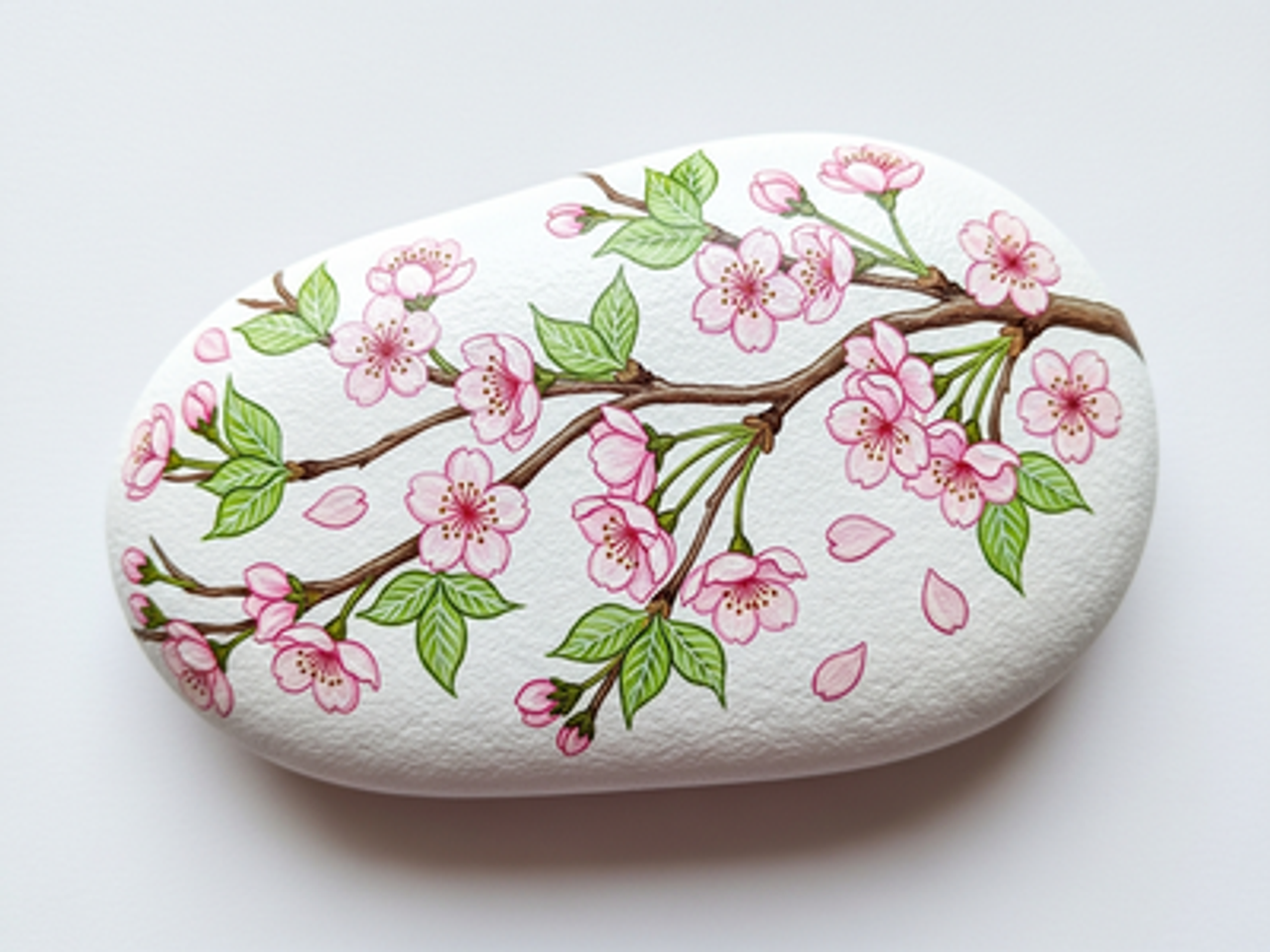Cherry Blossom Rock Painting