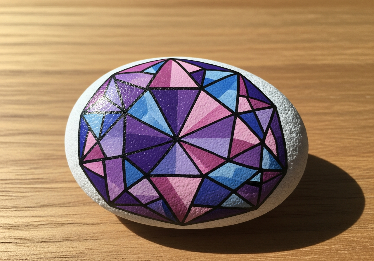 Crystal Gem Rock Painting