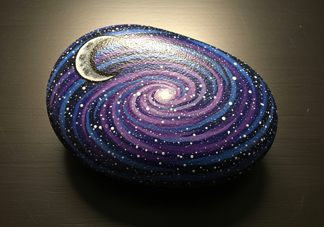 Galaxy Rock Painting