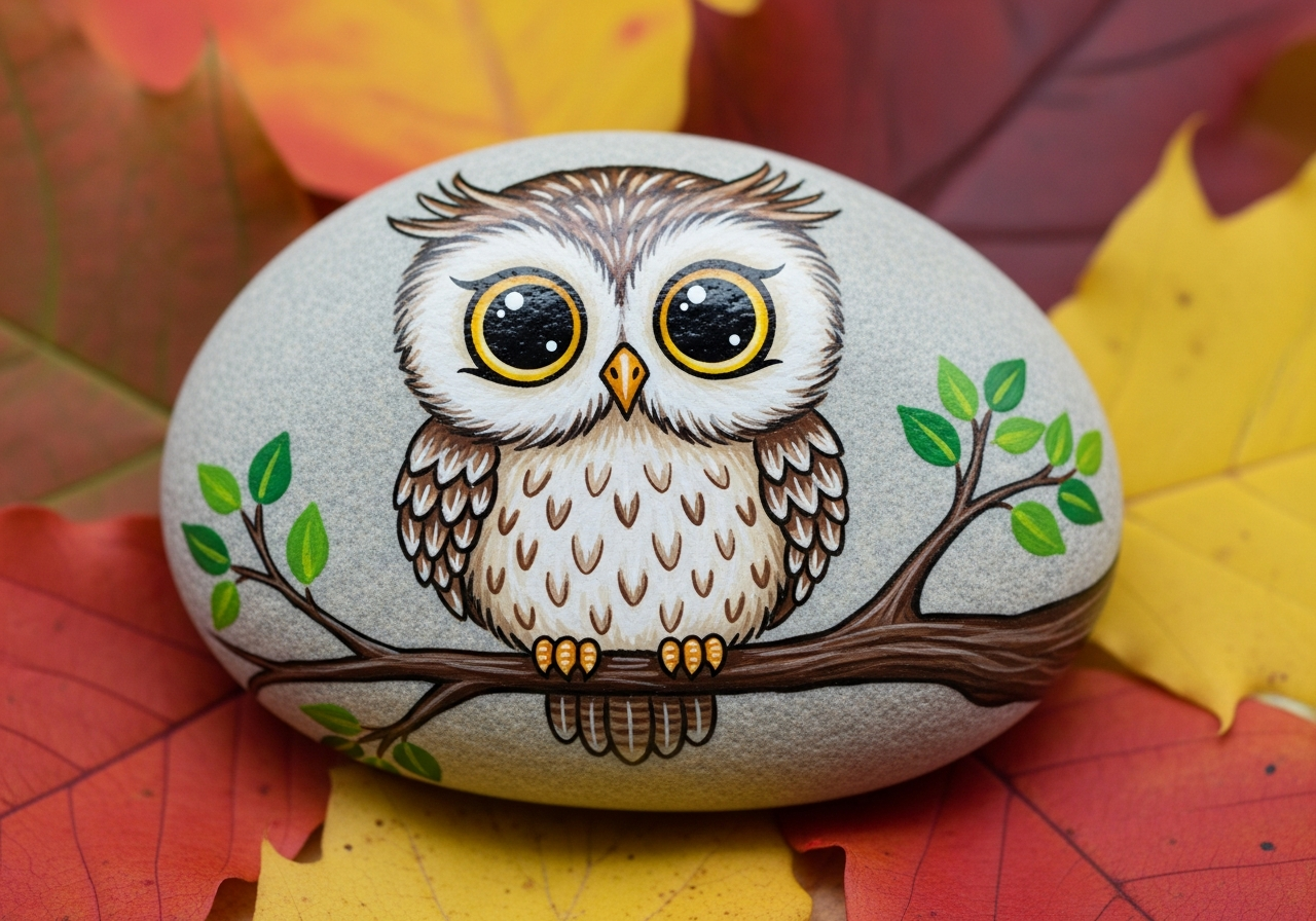 Owl Rock Painting