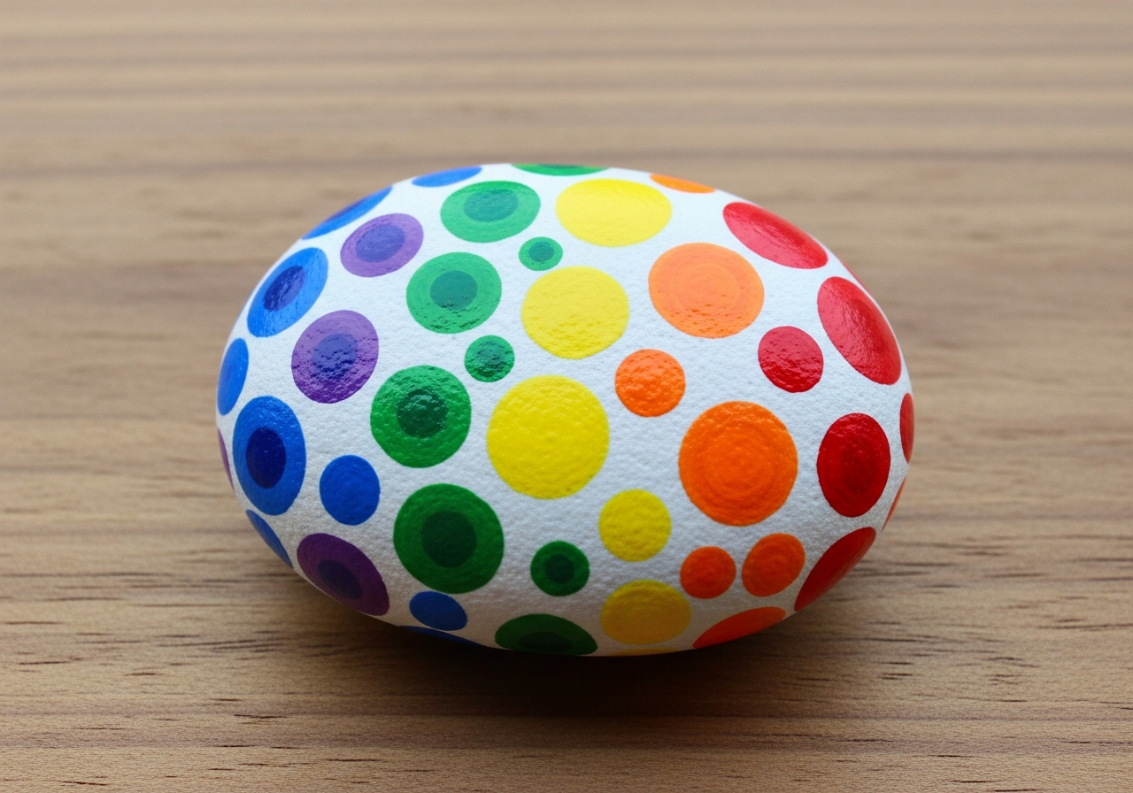 Polka Dots Rock Painting