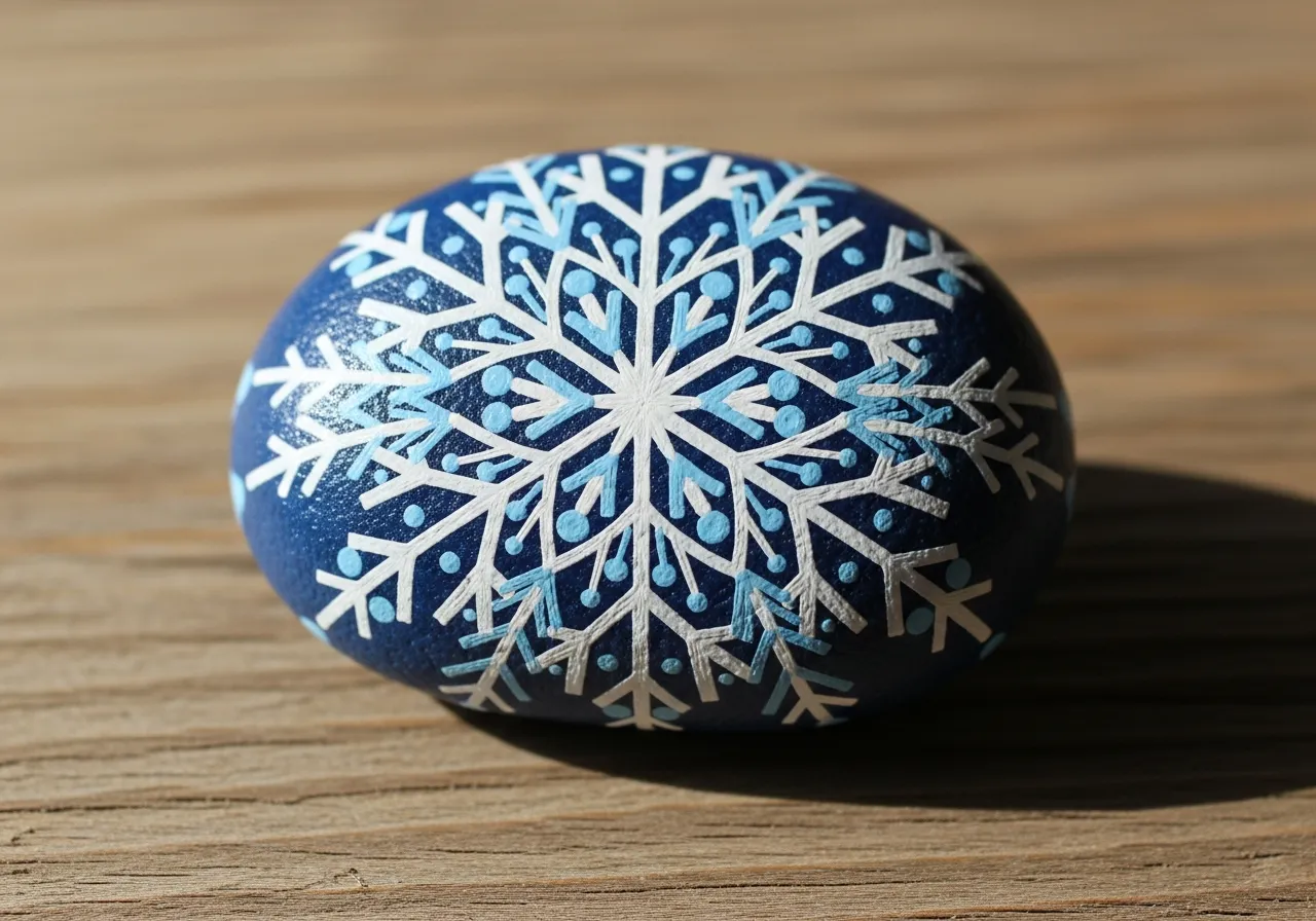 Snowflake Rock Painting