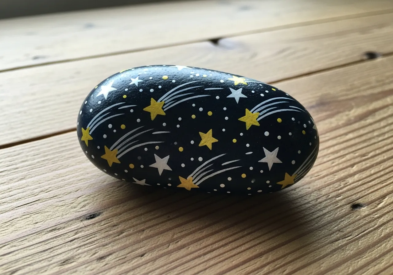 Star Wishes Rock Painting