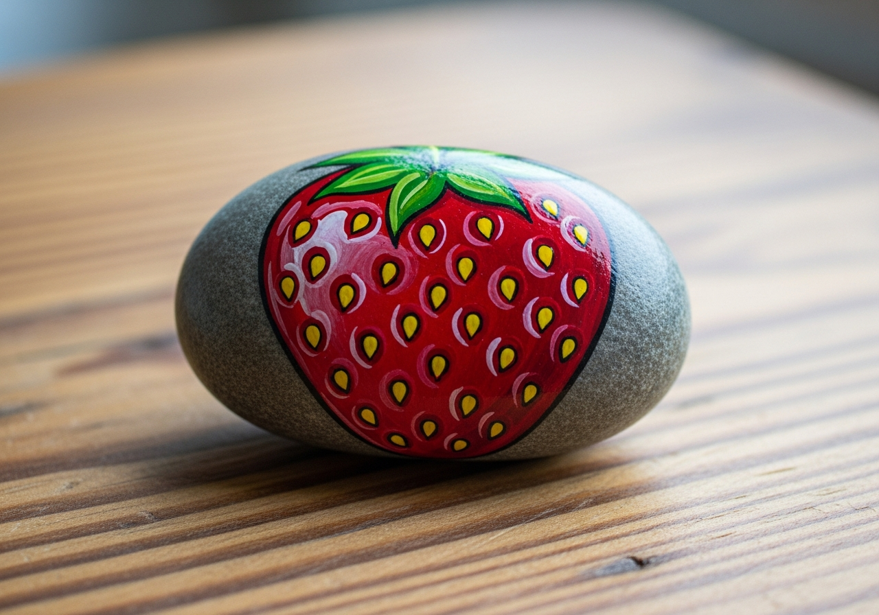 Strawberry Rock Painting