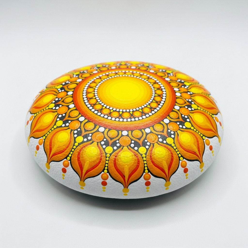Sol Mandala Stenmålning