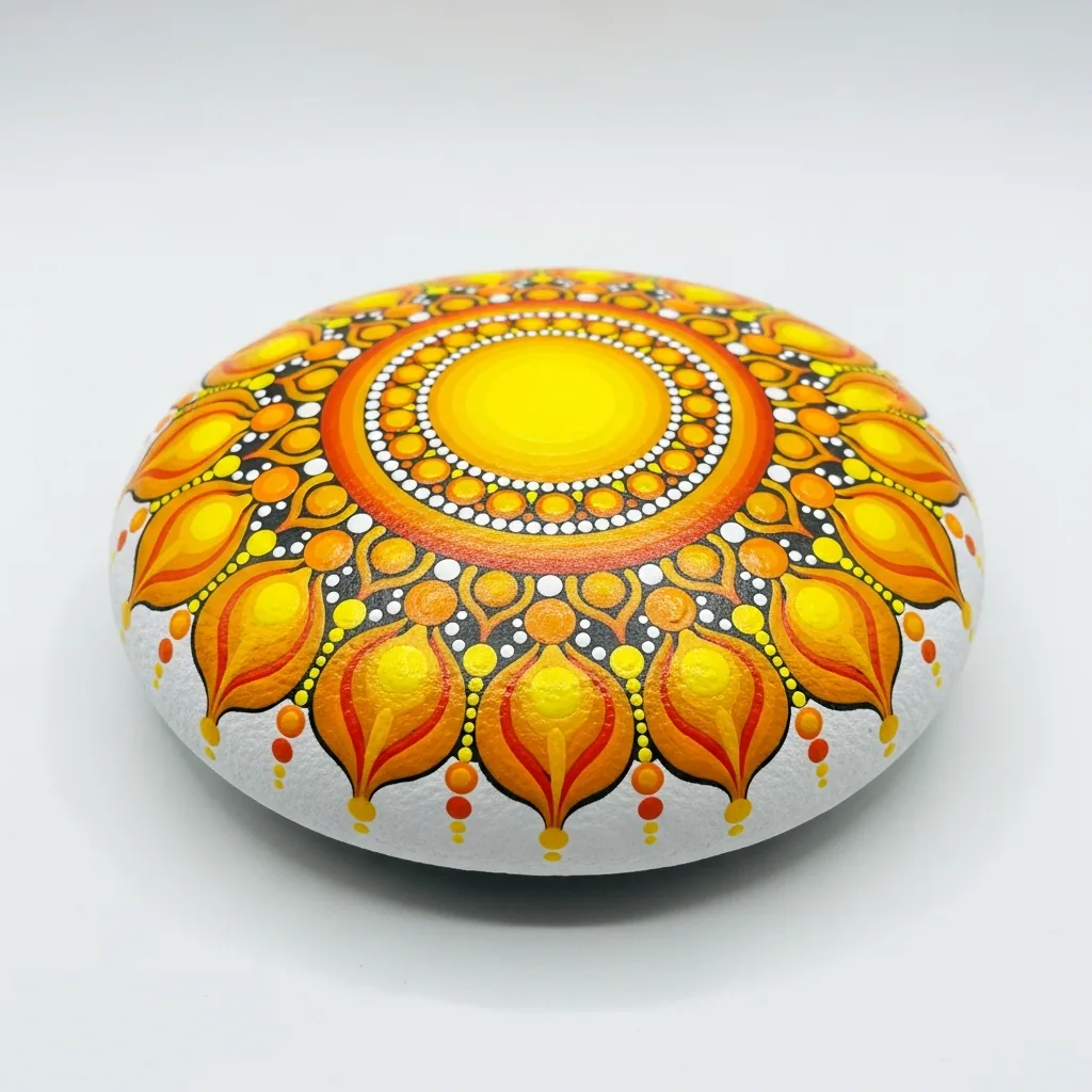 Sol Mandala Stenmålning