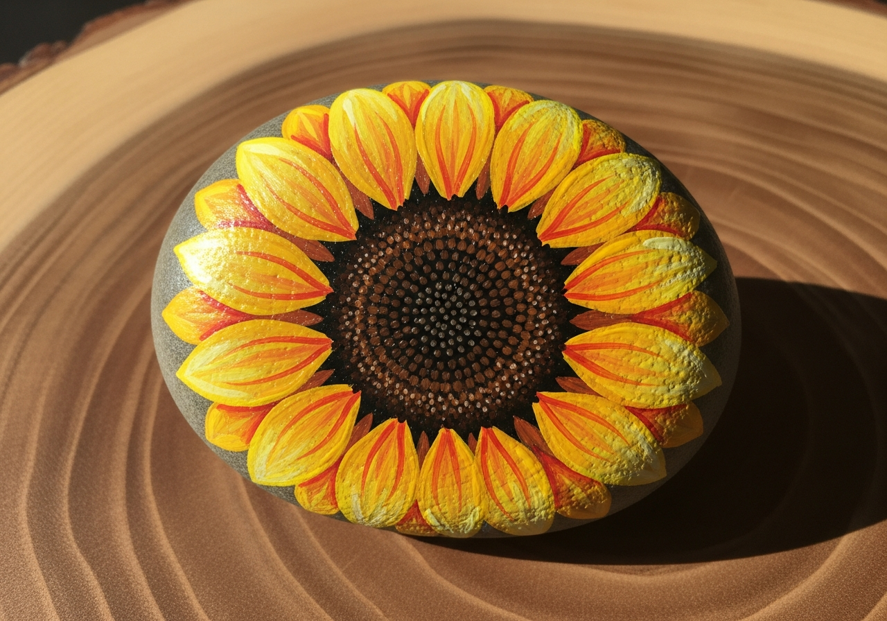 Sunflower Rock Painting