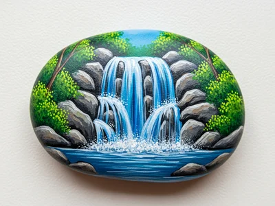 Waterfall Rock Painting